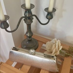 💎 Kate Landry silver jeweled clutch • like new 💎